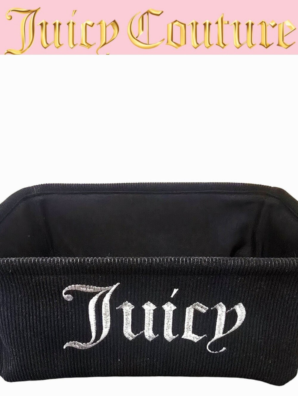 Juicy Couture Home Embrodried Logo Corduroy Decorative Storage Basket